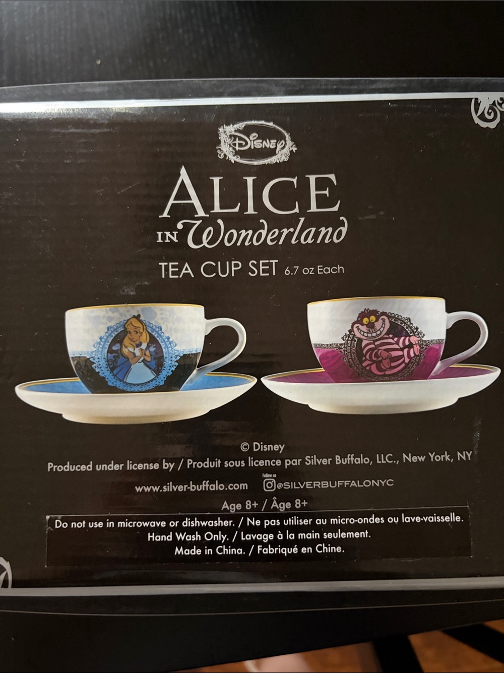Disney Alice in Wonderland Blue & Pink Tea Cup Set with Gold Trim